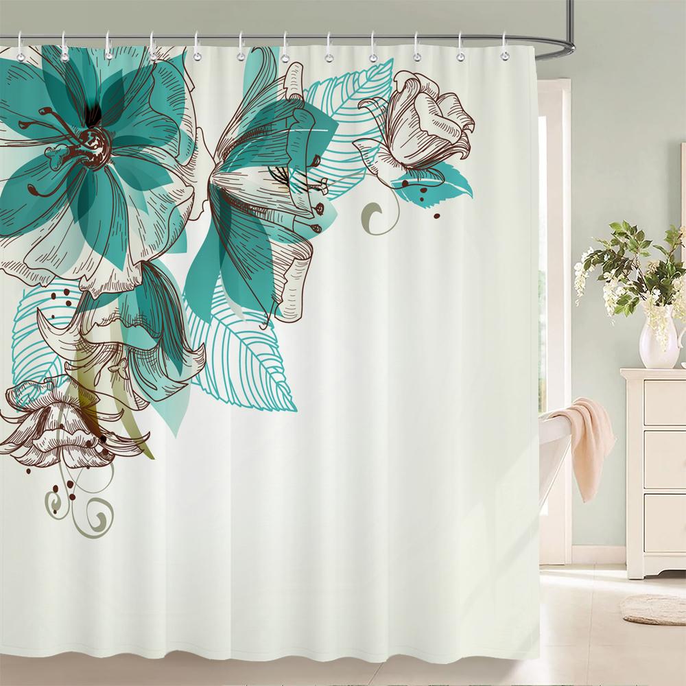 Polyester Fiber Bath Curtain 3d Printed Shower Curtain with 12 Hooks for Home Bathroom Decor Bath Screen Shower Curtains