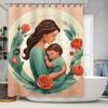 Heartwarming Mother And Child Rose Shower Curtain - Waterproof, Mildew-Resistant, Machine Washable For Cozy Bathroom Decor