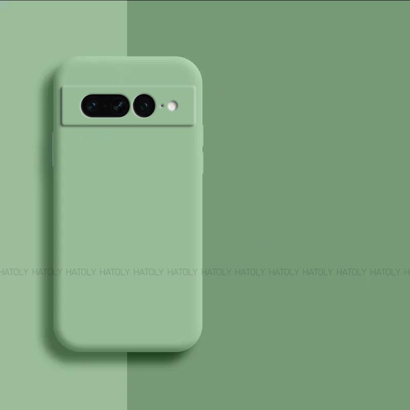 Чехол для Google Pixel 7 Pro Чехол для Google Pixel 7A 7 Pro Оригинальный противоударный жидкий силиконовый чехол TPU для задней панели Google Pixel 7 Pro Pixel 7 Pro зелёный