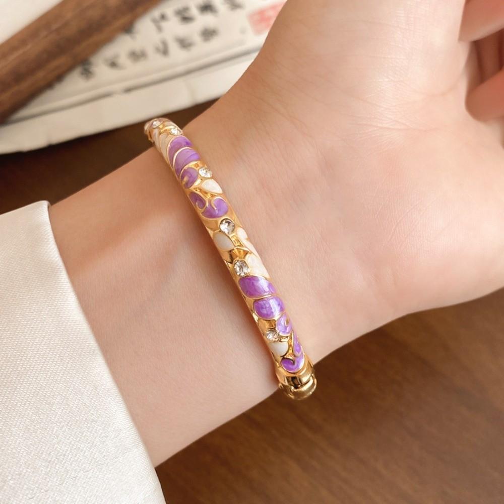 Hollowed Floral Vintage Cloisonne Bangle Enamel Women's Hand Bracelet Chinese Flower Bangle Ladies