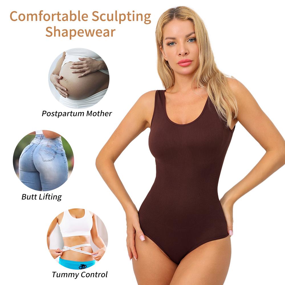 Vorcy Body Modellante Donna Senza Cuciture - Canotta Con Controllo Pancia E Scollo Rotondo, Beige