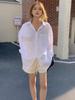 Women's Mid-Length Designer White Shirt Jacket, Thin Long-Sleeve, Loose Korean Style for Spring and Autumn
