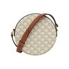 Celine Triomphe Classic Monogram Print Zipper Closure Canvas And Lambskin Round Bag Women Shoulder Bag White 10G342CAM-01TA