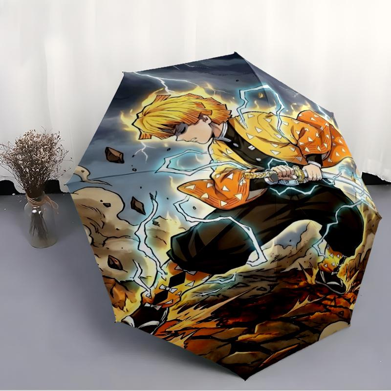 1pc Agatsuma Zenitsu (4) Umbrella, Sun Protection, And UV Shielding. It Has Eight Sturdy Ribs for Outdoor Use And Perfect As a Holiday Gift