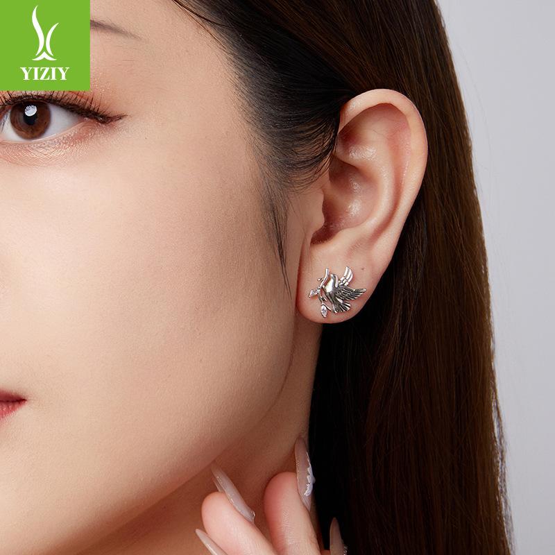 S925 Sterling Silver Peace Dove Stud Earrings, Meaning Peace And Tranquility Hope Creative Stud Earrings