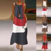 Damen Plus Size Tägliches ärmelloses Vintage-Patchwork-Bohemien-Maxikleid mit O-Ausschnitt