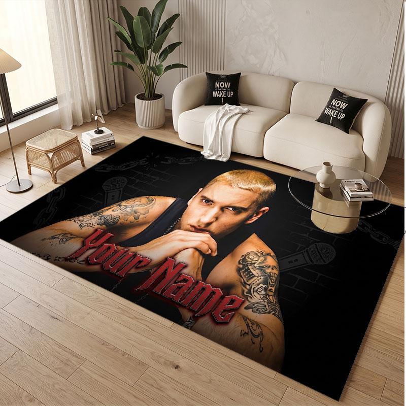 Custom Name Crystal Velvet Rug,Eminem Comfortable Anti Slip Floor Mat For Room Decoration