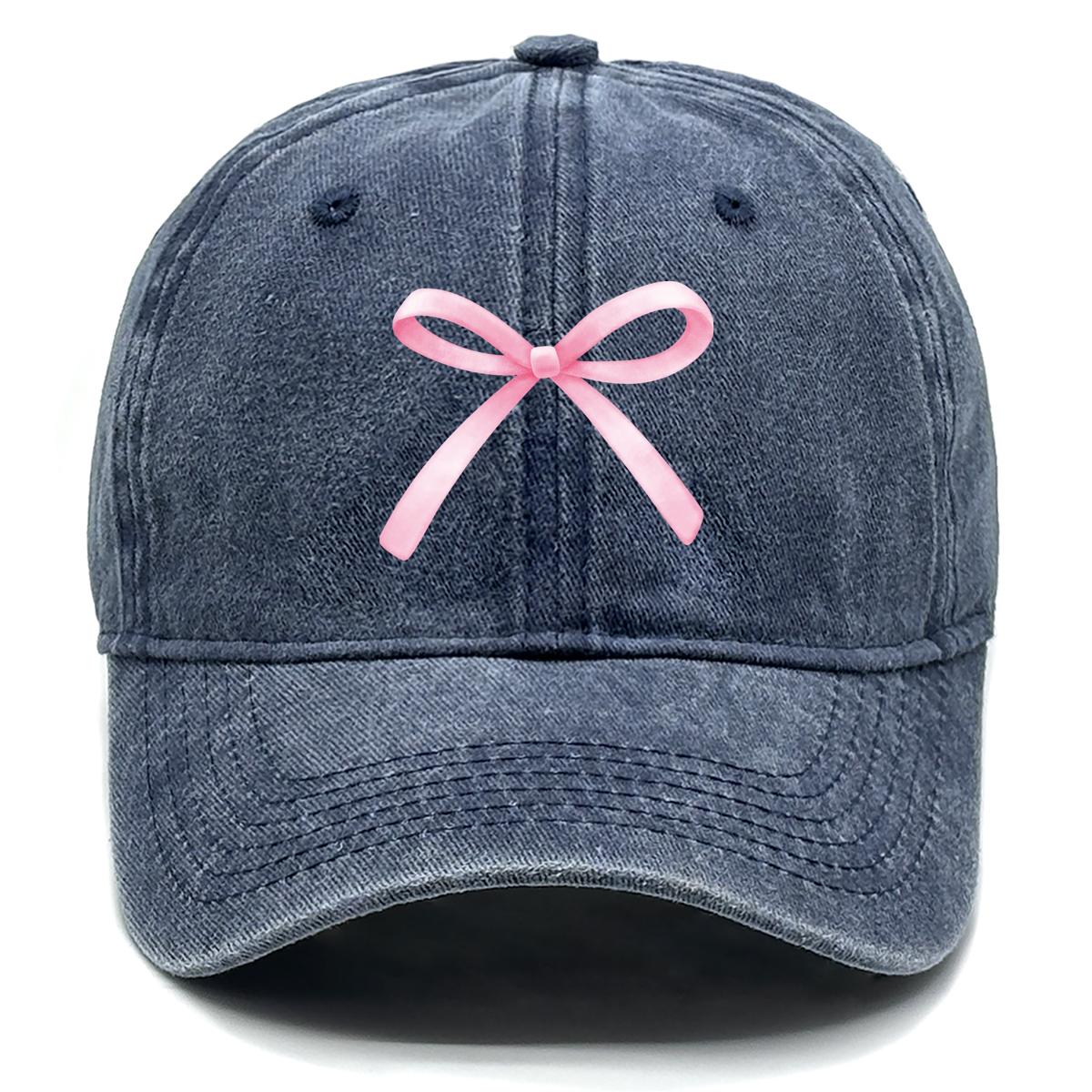 

Pink Bowknot Print Snapback Baseball Hat, Mesh Hat Simple Raw Brim Stylish Solid Color Snapback Sun Hat as the picture темно-синий