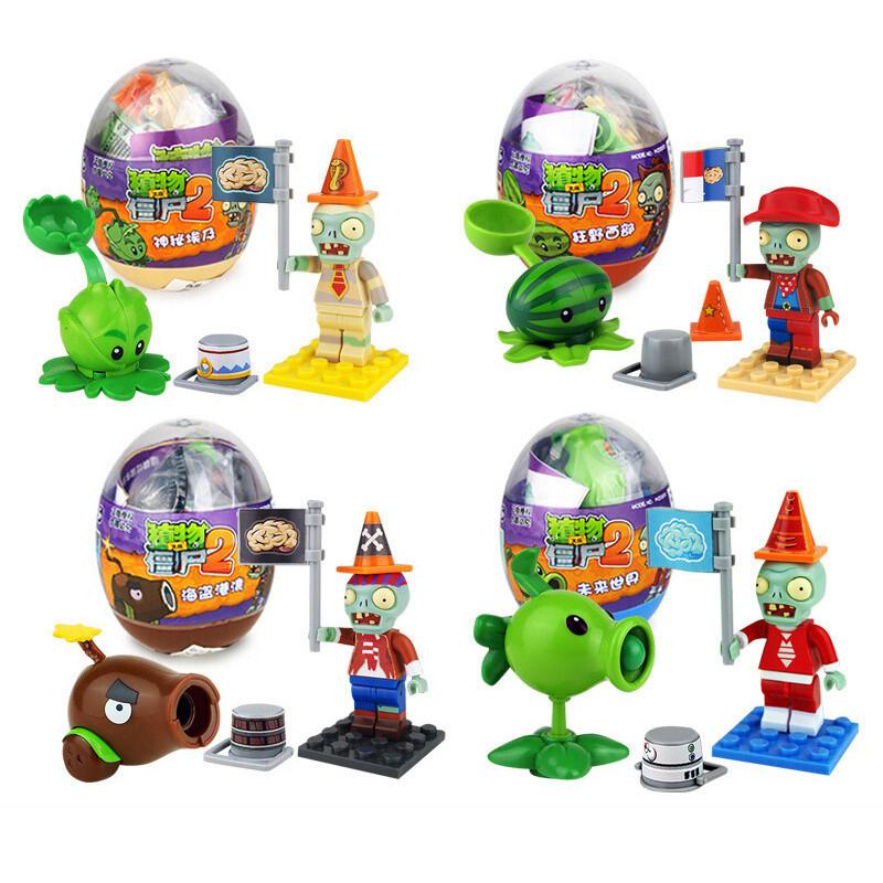 Plants Vs. Zombies Building Blocks Toy Capsules Assembled Bricks Puzzle Peashooter Anime Figure Dolls Model Toy Children Gift