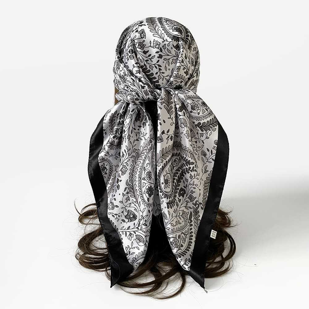 New 90-colour Satin Paisley and Cashew Flower Print Square Scarf, Headscarf or Decorative Scarf