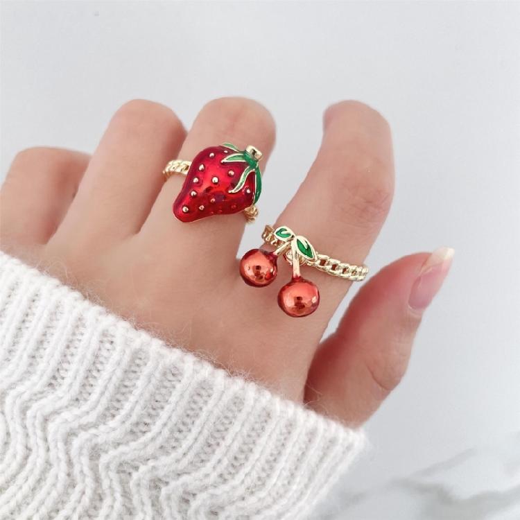 Fashionable Strawberry Rings Portable and Sturdy Alloy Jewelry Accessory for Everyday Use or As Thoughtful Gifts