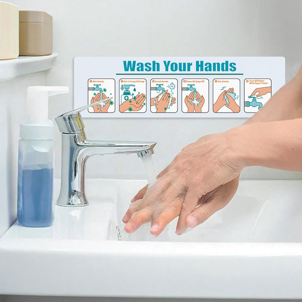 Hand Washing Instruction Sign Poster Water Proof Self Adhesive Hand Washing for School Restaurant