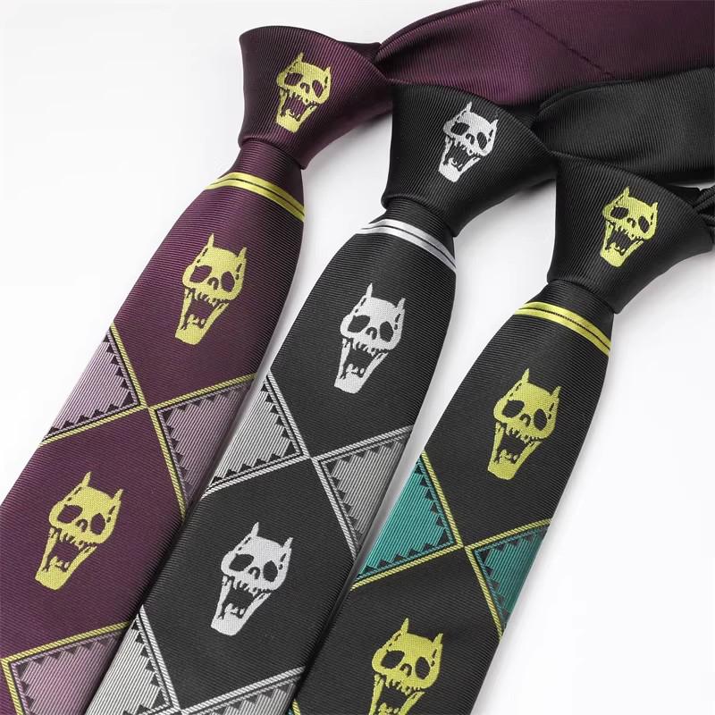 Anime Jojo Bizarre Adventure Kira Yoshikage Cosplay Krawatte Halstuch Unisex Totenkopf Hals Heavens Door Cosplay Kostüm Requisite