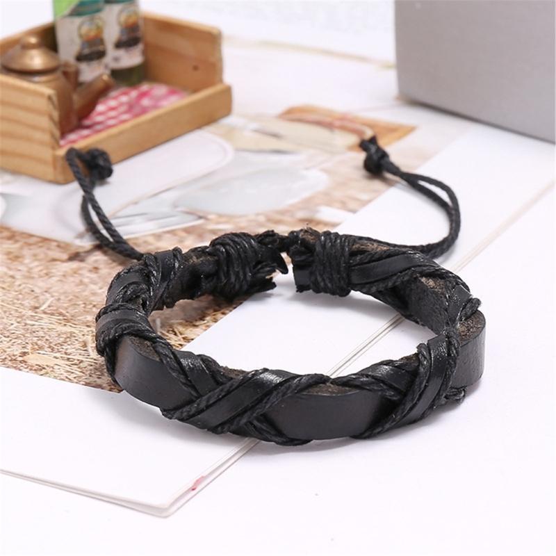Handcraft Twining Designs Black Brown Sturdy PU Leather Bracelet for Men and Women Special Day Gifts Casual Wear
