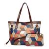 Contrasting color plaid splicing shoulder handbag