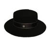 New White Flat-Top Woolen Top Hat Women'S Flat Edge British Versatile Black Men'S Jazz Hat Casual Trend