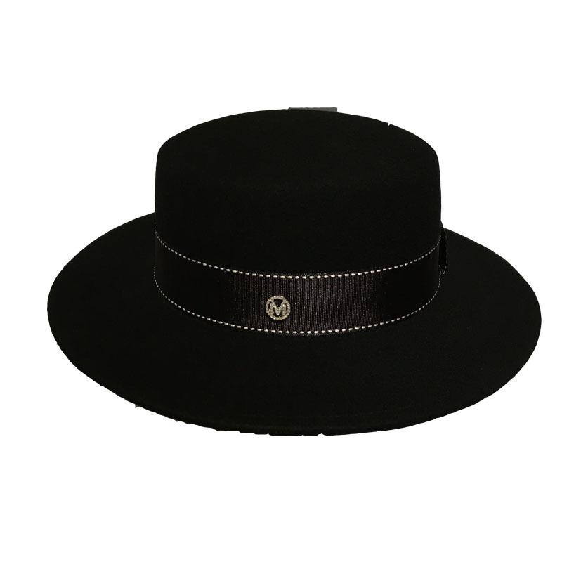 New White Flat-Top Woolen Top Hat Women'S Flat Edge British Versatile Black Men'S Jazz Hat Casual Trend