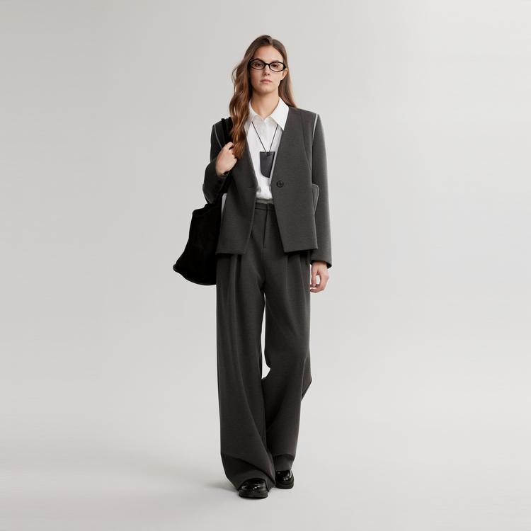 ELLE French Style Loose Versatile Comfortable Slimming Draped Wide Leg Straight Pants Women Pants EK49464