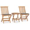 VidaXL Teak Outdoor Folding Dining Furniture with Cushion 3 Pcs Patio Dining Set Garden Lounge 3063172