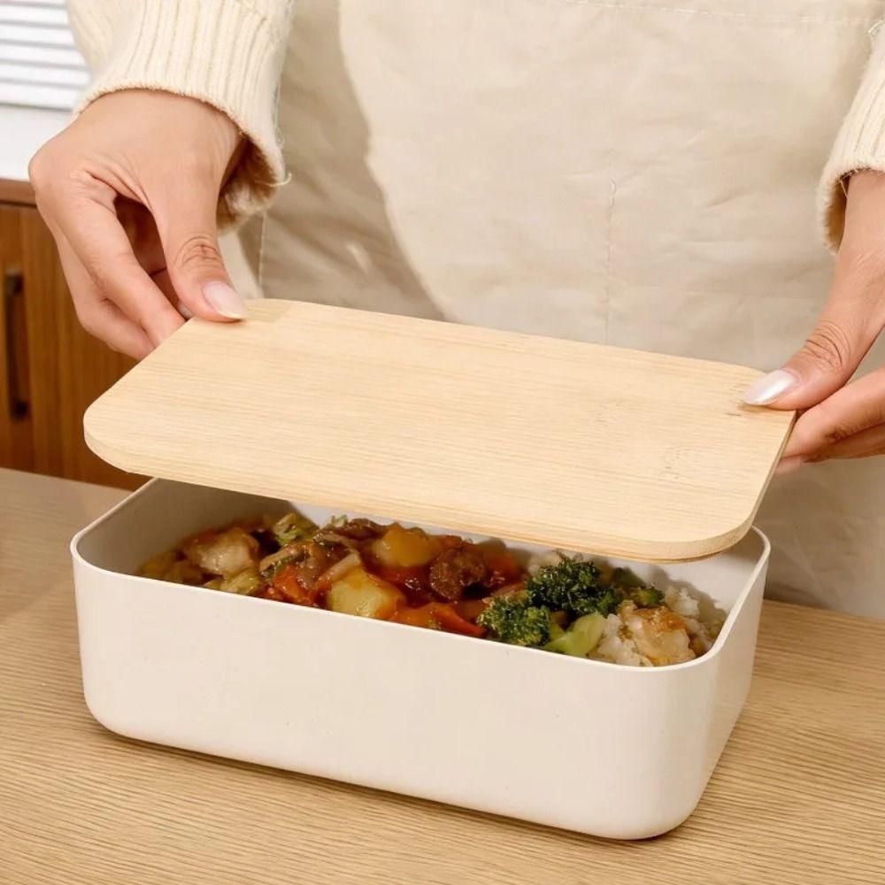 Creative Leak Proof Bento Box Heat-Resistant Bamboo Lid Lunch Box Heatable Outdoor Picnic Boxes Office School