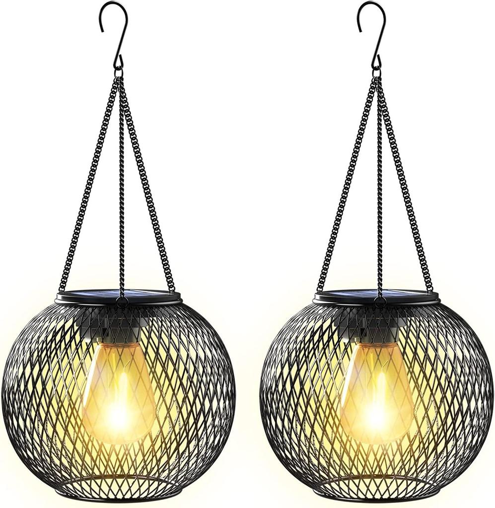Solar Lantern 1/2pc LED Hanging Lights Outdoor Waterproof Garden Landscape Decoration for Backyard Fence Path