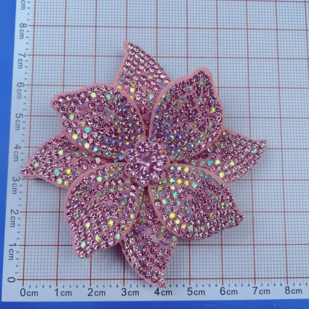 Three-dimensional Rhinestone Flower Patches Sparkling Embellishment Sew-On Applique DIY Craft Sewing Supplies