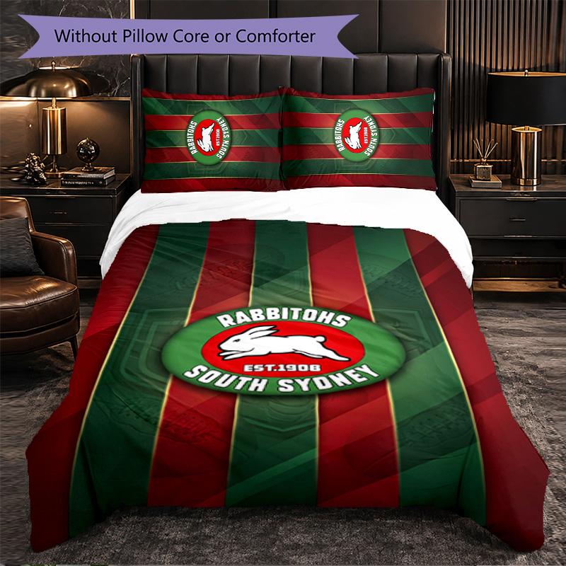 South Sydney Rabbitohs Muster Mikrofaser 3-teiliges Bettwäsche-Set Dekor Bettbezug-Set Für Schlafzimmer Heimgebrauch
