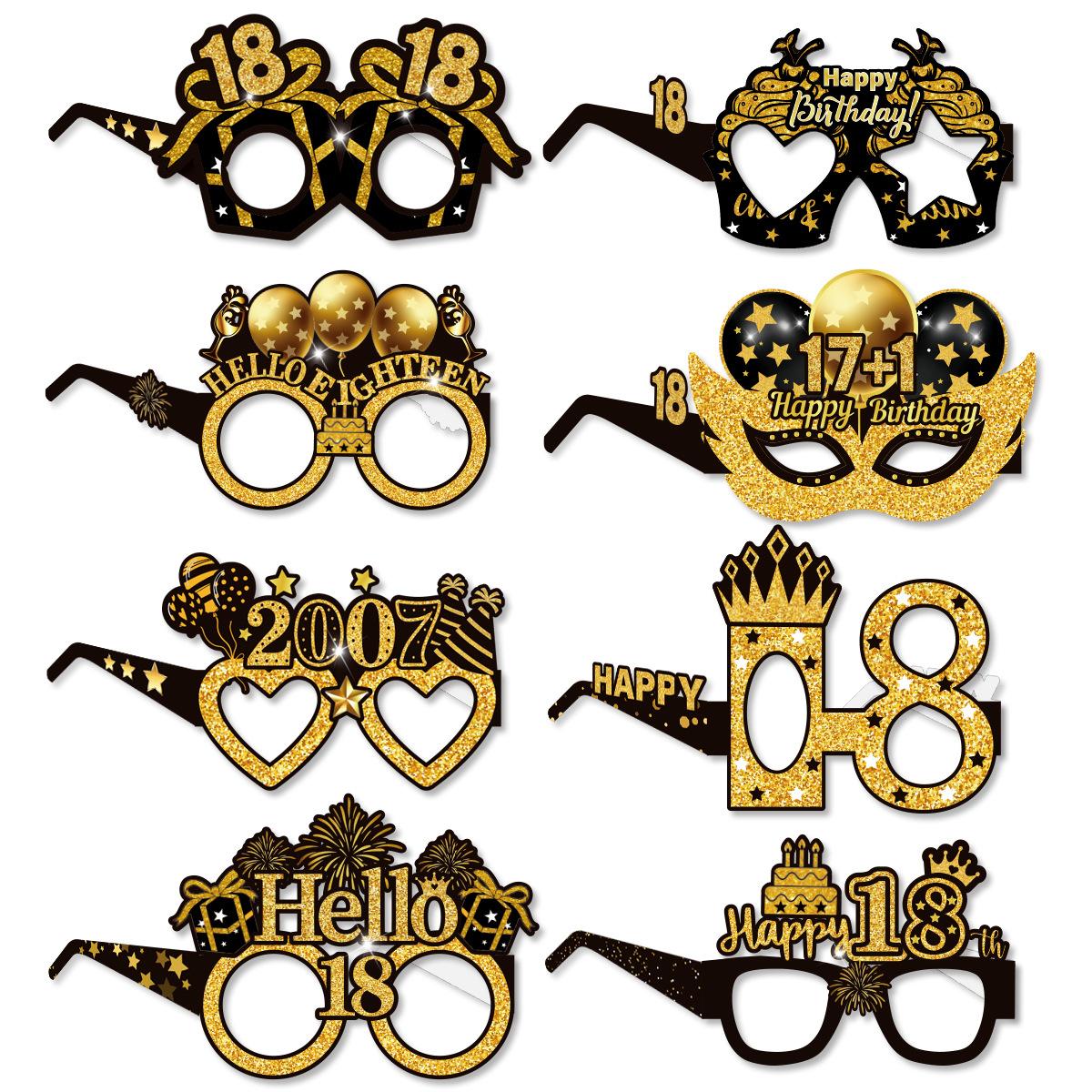 30th 40th 50th Birthday Party Paper Glasses Black Gold Happy Birthday Party Decor 30/40/50 Years Old Birthday Party Supplies 8pc