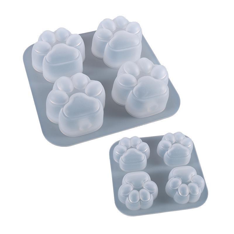 Silicone mousse creative resin hand drop scented candle mold Four Link Cat Paw Resin Silicone Mold Drip  baking Cake