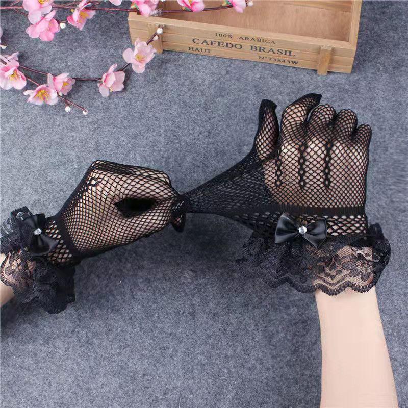 Protecție solară ultra subțire Mănuși din dantelă respirabilă Eticheta nunții Mireasă Mănuși de scenă