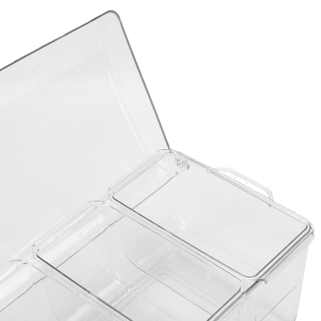 Condiment Caddy with 5 Compartments Versatile Stackable Reusable Plastic Garnish Tray for Outdoor Party Picnic