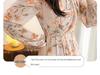 2024 Spring Retro Chiffon Floral Dress: Waist-Hugging Long Sleeve Tea Break Style for Women