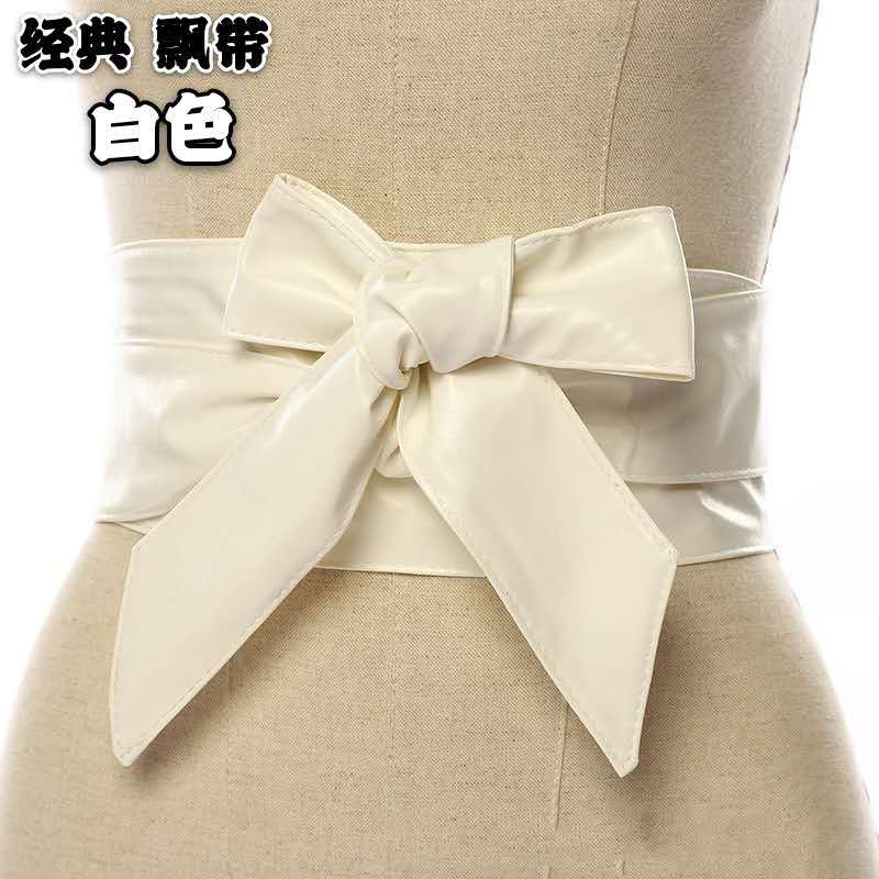 1PC Women Soft Leather Wide Waist Belt Bow for Dress Clothes Accessories