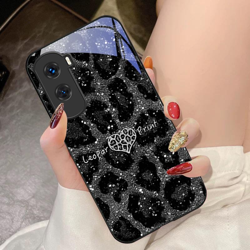 Leopard Spotted Love Green For Honor 200 90 8X 9X Pro Lite P50 P40 Nova 10 11i P60 Magic4 6 Mate 20 50 Tempered Glass Phone Case