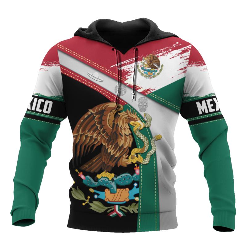 Mexiko Nationalwappen Flagge 3D-Druck Herbst Herren/Damen Hoodie Lässiger Oversized Pullover Beliebtes Sweatshirt Mode Herrenbekleidung