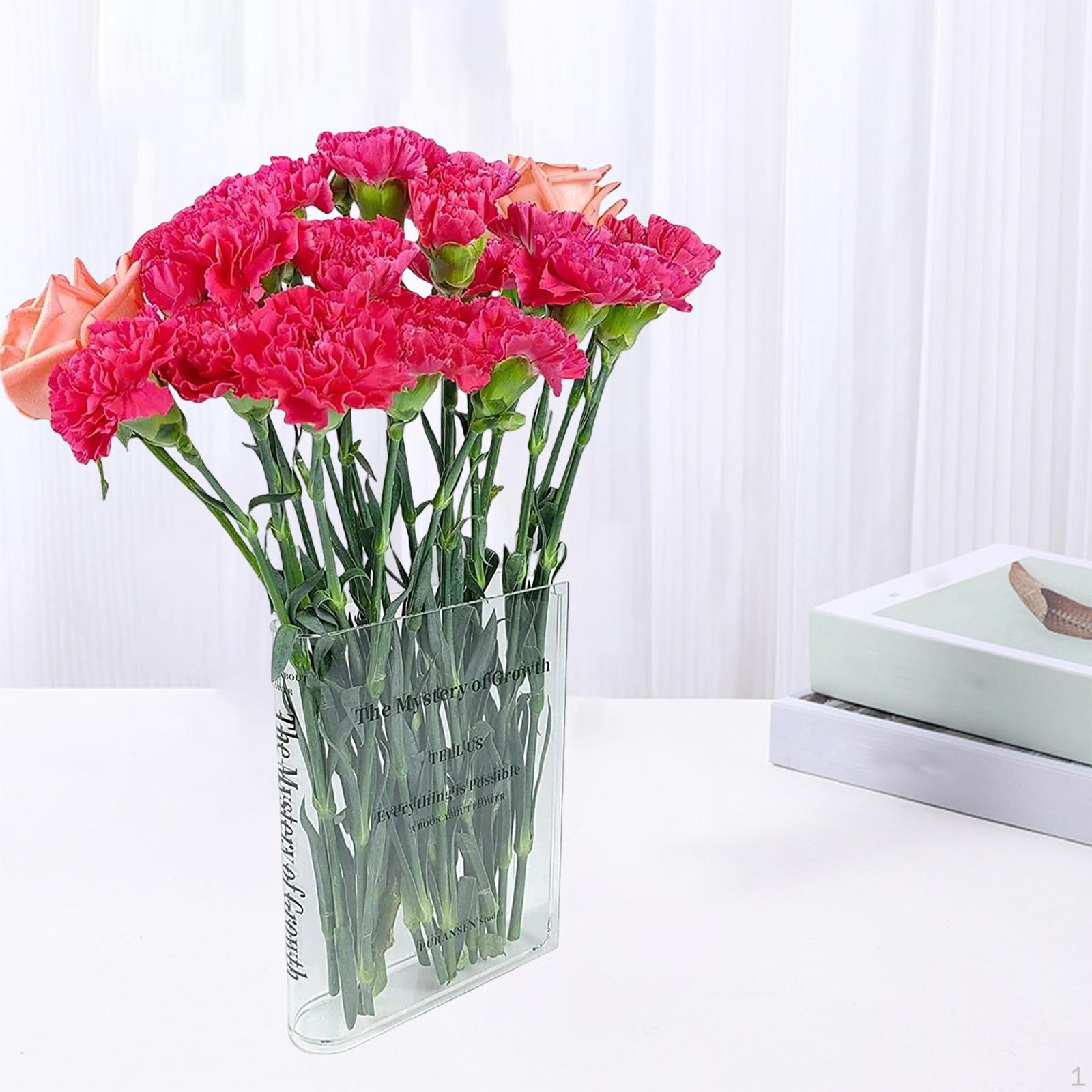 

Unique Vase, Centerpieces, Acrylic Transparent Elegant, Book Shaped Clear Flower Vase for Bouquet