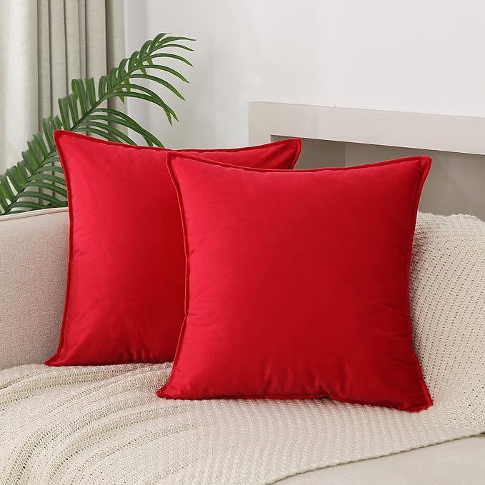 Throw Pillow Covers 16x16 Set Of 2 Velvet Decor Decorative Couch Cushion Pillowcases With Fringe Home Bed Decoration For Sofa Bedroom