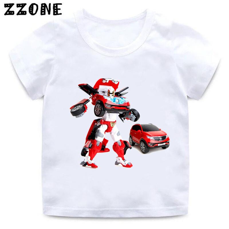 Tobot Evolution Transformer Robot Car Print Kids T-Shirts Girls Clothes Cartoon Baby Boys T Shirt Summer Children Tops