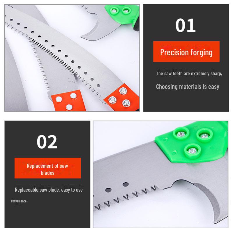 High Altitude Pruning Hand Saw for Thick Branches - Double Hook Design for Garden and Fruit Tree Maintenance