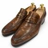 Very Good Santoni Loafers U-tip Business Shoes Brown Leather Mens 6 12986 Used