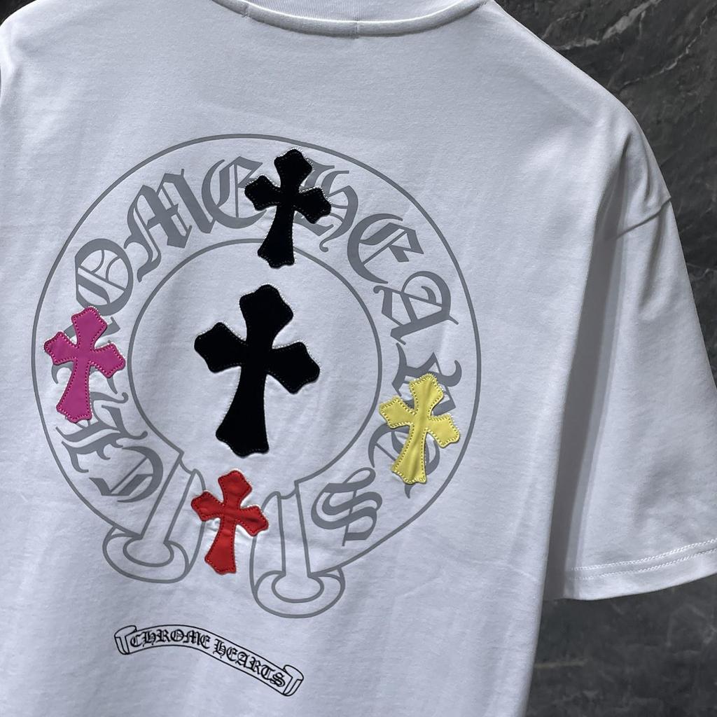 8923 CHROME HEARTS 2026 Summer New High Quality Cotton Round Neck Loose Large Size Men's and Women's T-shirt Couple T-shirt