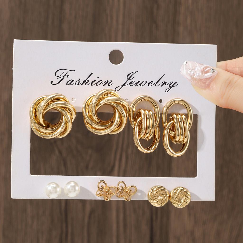 Exquisite Imitation Zircon Rhinestone Stud Earrings Fashion Geometric Metal Twisted Pattern Earrings Women's Trendy Party Zircon