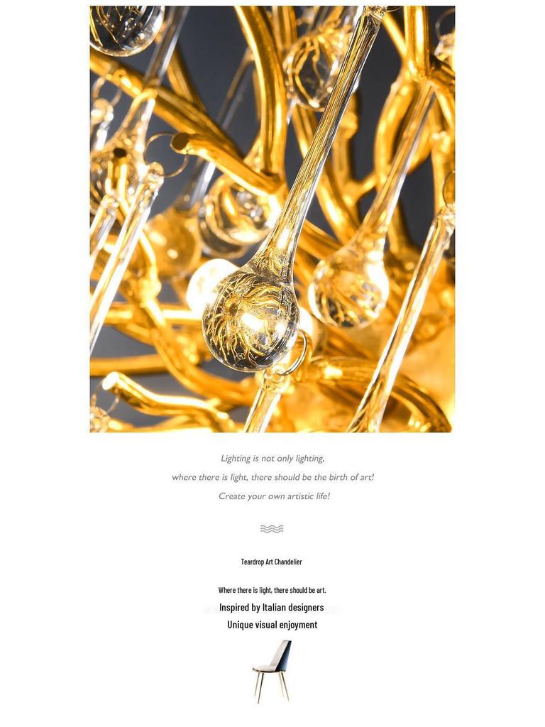 French Luxe Crystal Water Drop Chandelier - Living Room & Dining