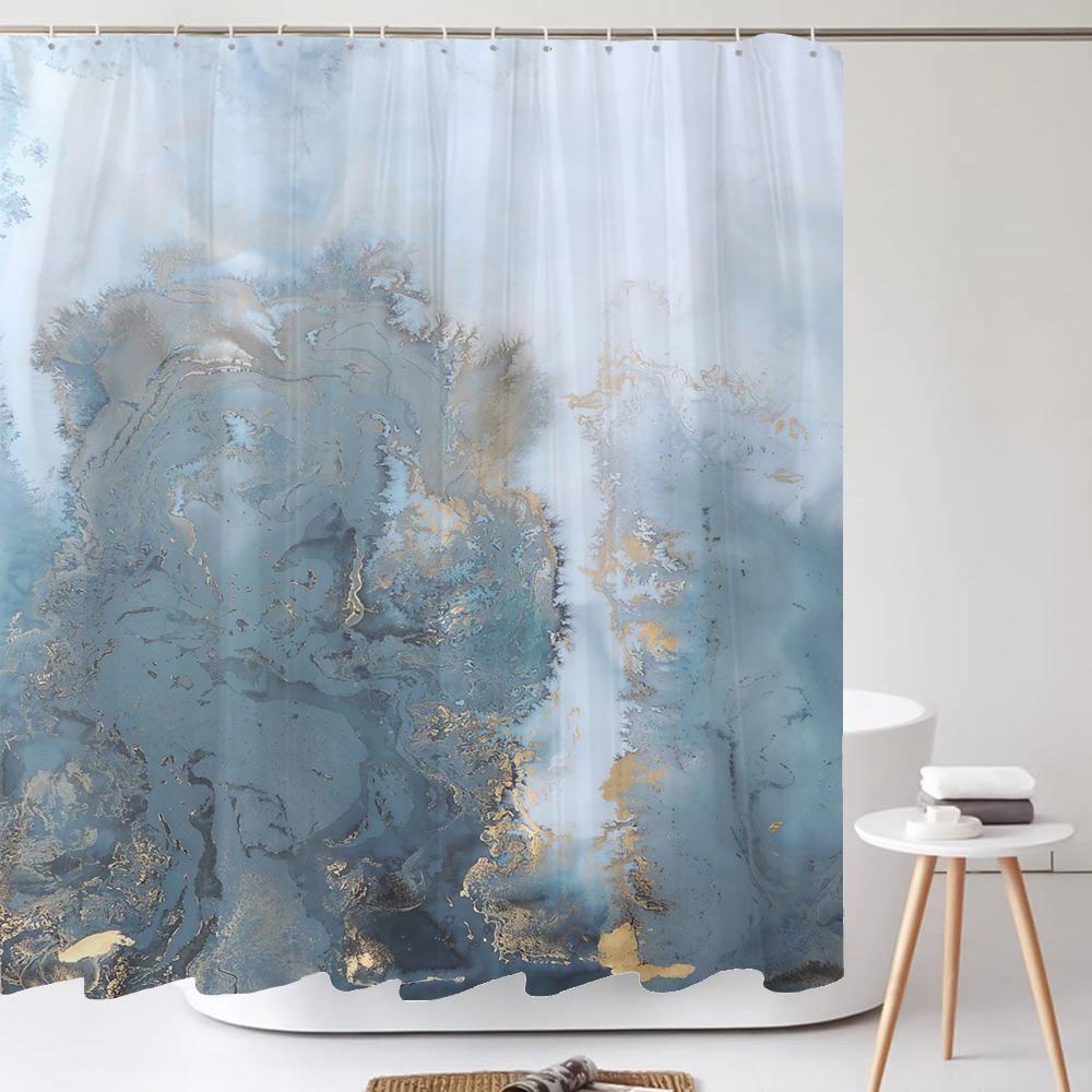 High Quality Print Shower Curtain Art Abstract Marble Pattern Bathroom Curtains Home Decor Waterproof Polyester Fabric with Hook