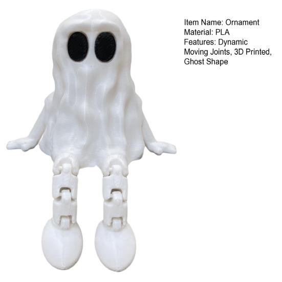 3D Printed Ornament with Moving Joints Ghost Shape Statue Crack-resistant PLA Material Decoration Halloween Gift