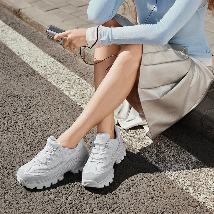 Skechers Hi-Ryze Honey Cake Shoes Soft Comfortable Low-Top Dad Shoes Women Sneaker Gray 177233-GRY