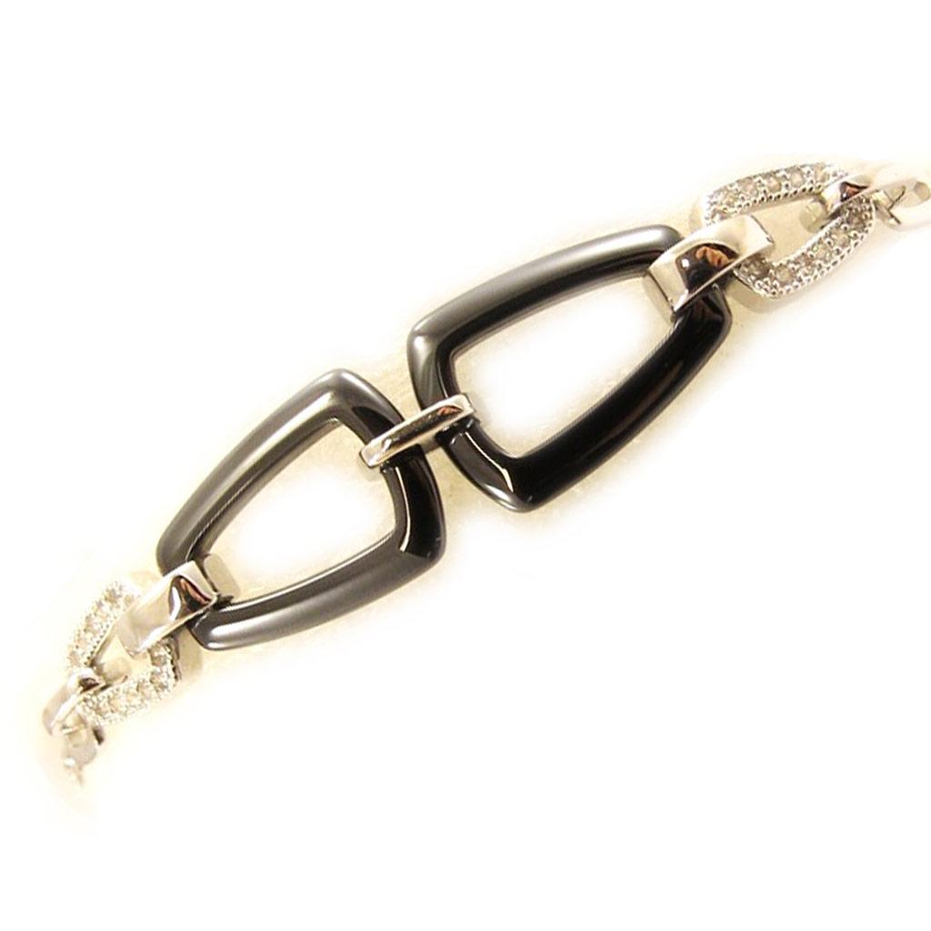 Les Trésors De Lily [L4623] - Silver Bracelet 'Sissi' Black White Silver (rhodium-plated) - 50x10 Mm