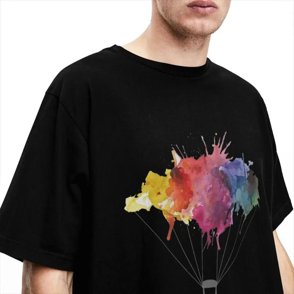 Vintage Skydiving Parachuting Watercolor T Shirt Men Women Pure Cotton Skydive Base Jumping Skydiver Tee Shirt Printing Clothes