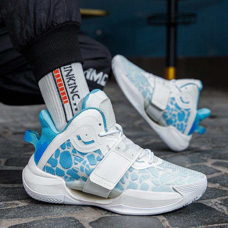 Autumn Water Flower 4th Gen Men s Shock-Absorbing Velcro Basketball Shoes for Students 40