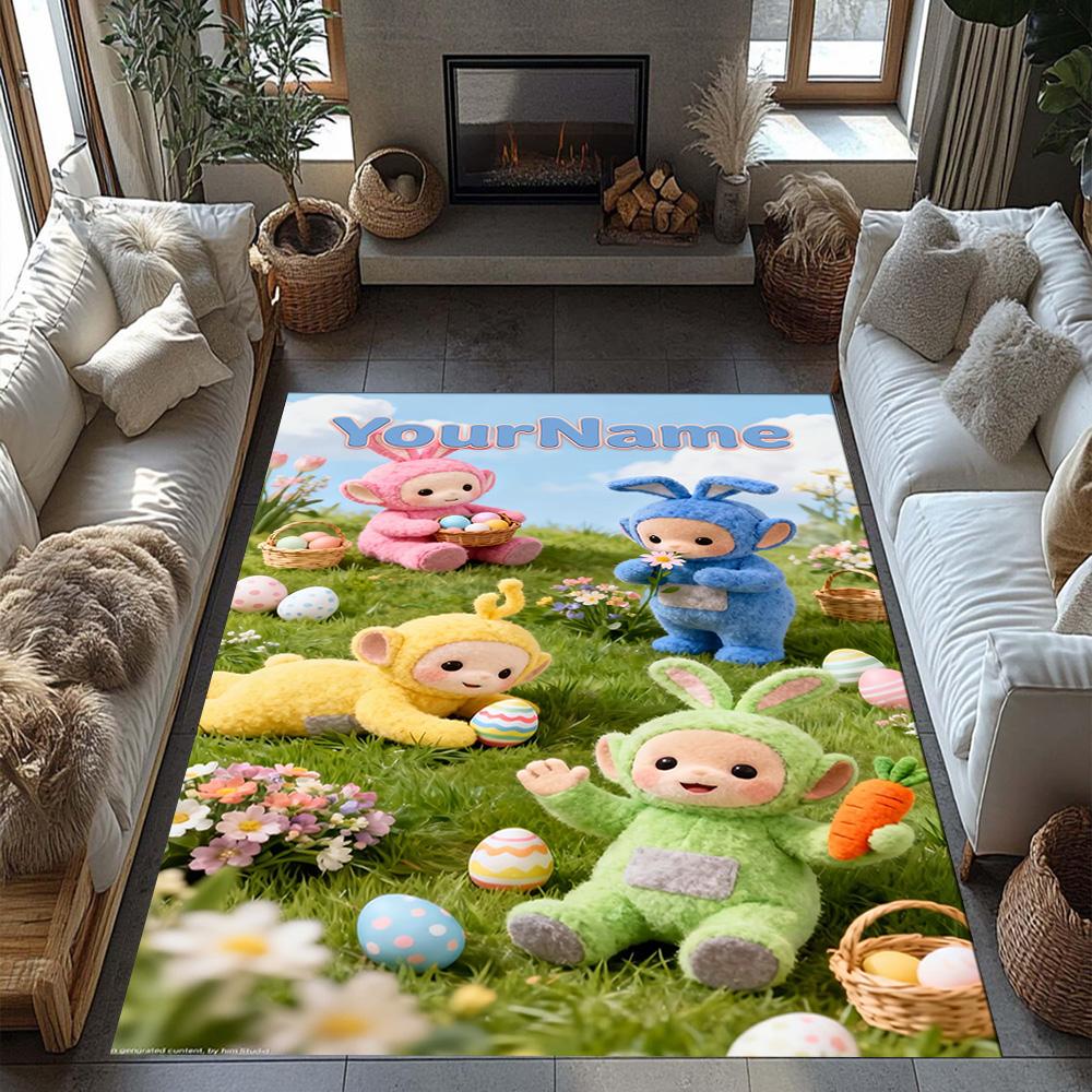 Teletubbies Personalized Name Area Rug Suitable for Living Rooms Decorate Room Dormitory Foyer Antislip Carpet Anime Office Decor